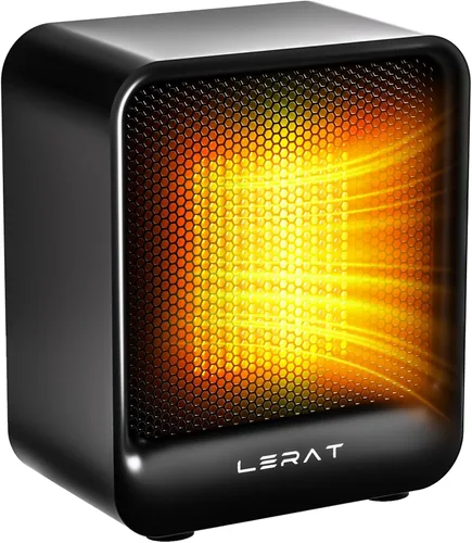 Lerat Calentador de Espacio, Calentador Mini Portátil para Uso en Interiores, 500W, Calentamiento Rápido, Calentador de Escritorio Pequeño con