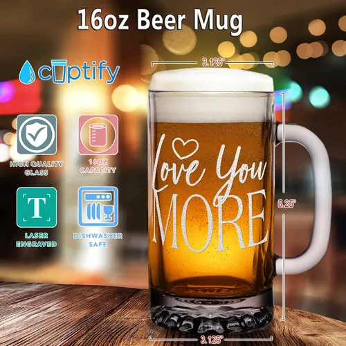 Miniatura 3 de Love You More - Taza de cerveza de 25 onzas, regalo único de cumpleaños para mujeres y hombres, parejas, bodas, aniversarios