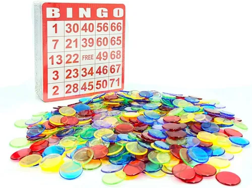 Miniatura 2 de Juego de cartas de bingo Yuanhe - Incluye 50 tarjetas de bingo y 500 fichas de bingo transparentes y coloridas, para juegos de bingo