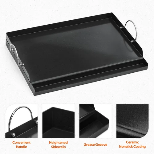 Miniatura 3 de Onlyfire Plancha universal para barbacoa con asas para la mayoría de las parrillas, parrilla antiadherente con revestimiento de cerámica