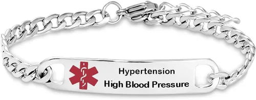 Miniatura 17 de TGLS Pulsera de alerta médica roja para mujeres y hombres, pulsera de emergencia de primeros auxilios de salud grabada ajustable de acero inoxidable