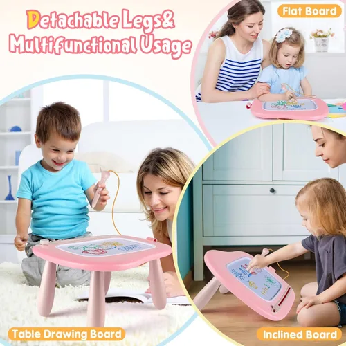 Miniatura 7 de Smasiagon - Pizarra de dibujo magnética para niños, juguetes para niñas de 1 a 2 años, pizarra de garabatos portátil para aprender y juguetes Verde