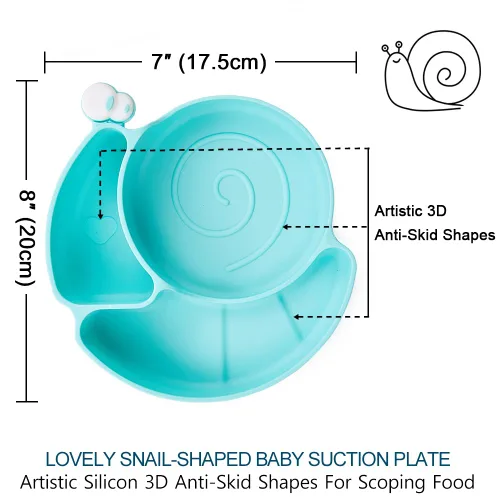 Miniatura 2 de Matyz Platos de succión de silicona para bebés con succión (azul) - Platos divididos para niños antideslizantes - Platos 100% silicona de grado