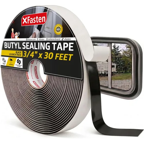 Miniatura 8 de XFasten Cinta de butilo negra, 1/2 pulgada x 30 pies x 1/8 pulgadas, fácil de trabajar con cinta selladora de butilo automotriz, calafateo de goma