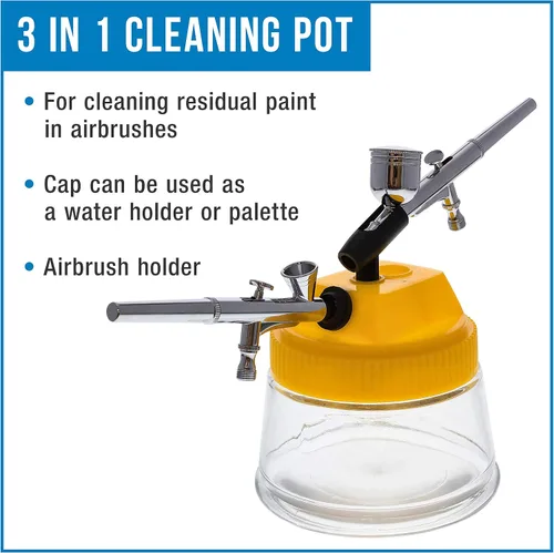 Miniatura 2 de Master Airbrush 13 Piece Airbrush Cleaning Kit - Glass Cleaning Pot Jar with Holder, 5 pc Cleaning Needles, 5 pc Cleaning Brushes, 1 Wash Needle, &