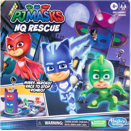 Miniatura 2 de PJ Masks Hasbro Gaming HQ Rescue - Juego de mesa para niños, juegos preescolares, Race to Stop Romeo, incluye torre de plástico 3D
