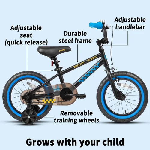 Miniatura 2 de Glerc NuNu - Bicicleta para niños de 12, 14, 16 pulgadas, estilo BMX para niños de 2 a 8 años, bicicletas para niños pequeños con ruedas