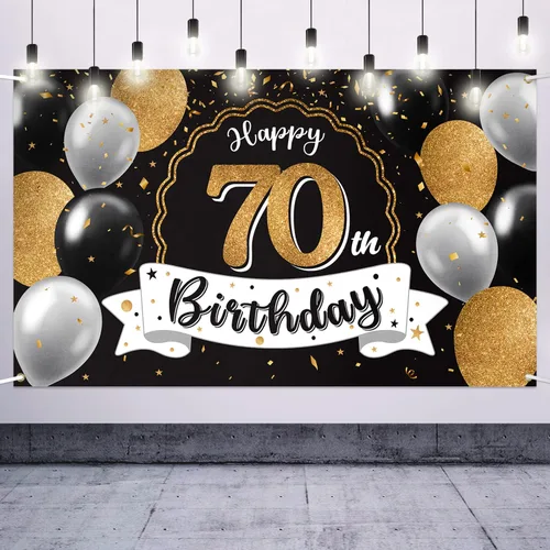 Miniatura 19 de Decoración de feliz cumpleaños número 100, globo negro y dorado número 100, cartel de fondo grande de cumpleaños – Decoración de fiesta