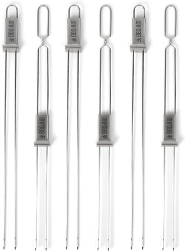 Miniatura 7 de BBQ-AID Brochetas extra largas de 17 pulgadas – Brochetas de metal para barbacoa de liberación rápida para Kabobs – Doble punta, acero inoxidable