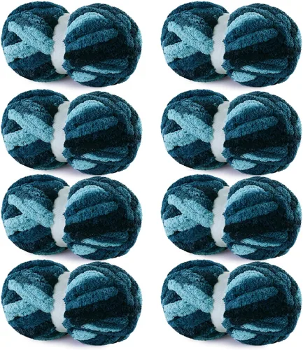 Miniatura 10 de HOMBYS Hilo de Chenilla Gris Grueso para Tejer a Mano, Hilo Jumbo Suave y Esponjoso para Crochet, Hilo Súper Voluminoso Grande para Manta Gruesa