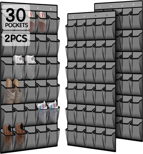 Miniatura 9 de Kotkn Organizador de zapatos sobre la puerta con 30 bolsillos de malla transpirable - Almacenamiento de armario de gran capacidad para hombres