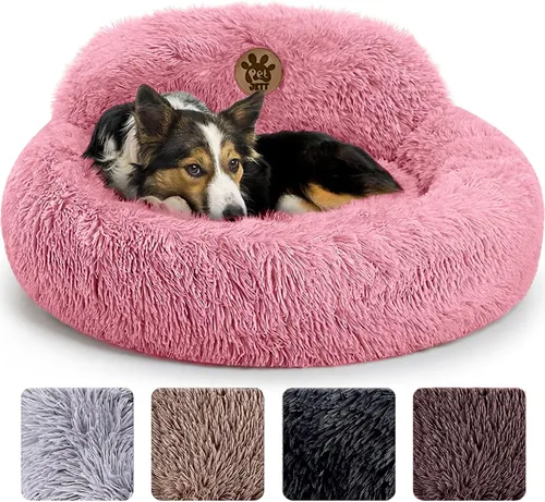 Miniatura 13 de PetJett - Cama calmante para perros pequeños, camas en forma de dona de 23 pulgadas, antideslizante y lavable, cama para mascotas de piel sintética