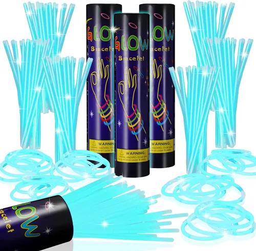 Hanaive - 300 varillas luminosas a granel de 8 pulgadas que brillan en la oscuridad, regalos de fiesta de neón y collar con conectores para
