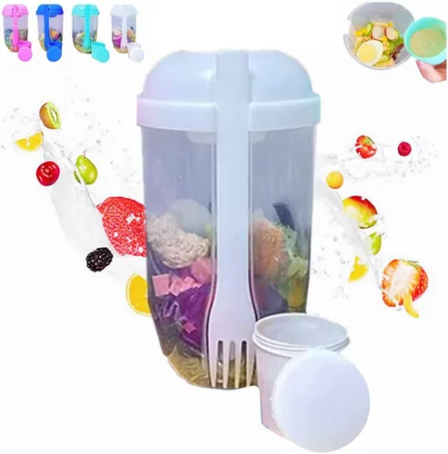 Miniatura 5 de Fresh Salad to Go - Juego de recipientes para ensalada con tenedor y soporte para aderezo de ensalada, recipiente de ensalada saludable, desayuno