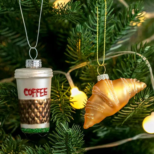 Miniatura 8 de Adornos de Navidad de cristal, paquete de 2 adornos de aguacate y fresa para árboles de Navidad, adornos de vidrio soplado para colección y regalo
