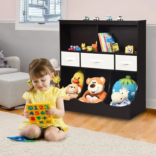 Miniatura 2 de HONEY JOY Organizador de almacenamiento de juguetes para niños con estantería, armario de almacenamiento de organización de 8 compartimentos