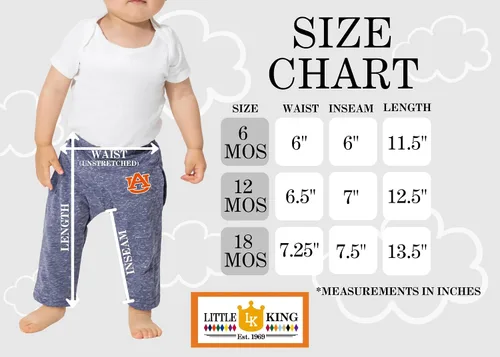 Miniatura 2 de Little King NCAA - Pantalones de descanso suaves para bebés, tallas 6M, 12M, 18M