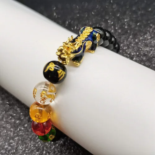 Miniatura 7 de Pulsera de cuentas de Feng Shui de 0.394 in de piedra natural, mantra, color cambiado, pulsera PixiuPi Yao, atrae riqueza y buena suerte
