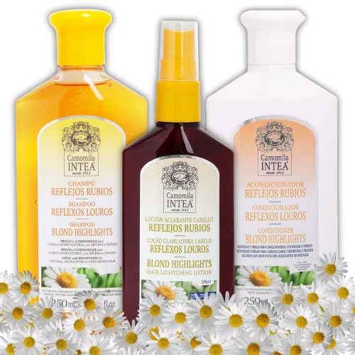 Miniatura 3 de Camomila Intea - Juego de champú y acondicionador – Realzador de reflejos hecho con extracto de manzanilla natural – Loción aclaradora de cabello
