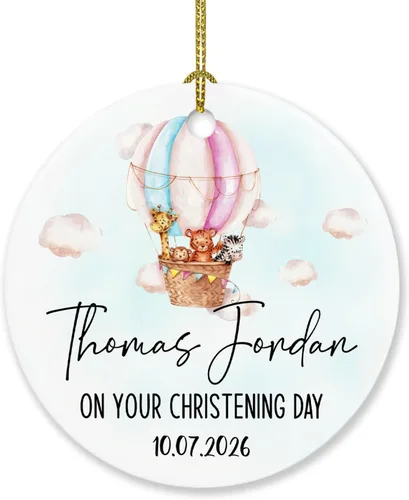 Miniatura 18 de Adorno de Navidad personalizado con texto en inglés "God Bless Bautized" 2025, adornos de bautismo católico, regalos para recién nacido, adorno