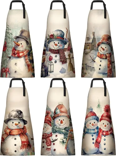 Miniatura 15 de Bencailor Delantales de verano de Navidad en julio con bolsillos, delantales de cocina ajustables de Navidad, impermeables para cocinar, mujeres
