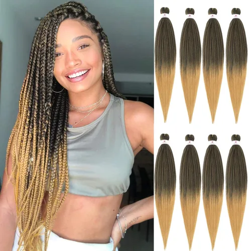 Miniatura 23 de Beyond Beauty - Trenzas preestiradas de cabello profesional sin picazón, ajuste de agua caliente, fibra sintética, textura Yaki, extensiones