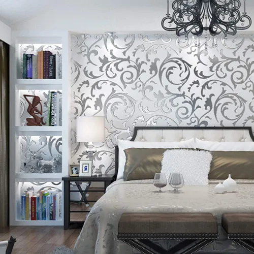 Q QIHANG Moderno minimalista 3D estilo europeo Palacio Acanthe hojas flores papel pintado no tejido sala de estar dormitorio TV fondo pared 20.87