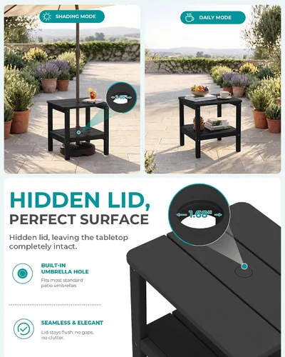 Miniatura 3 de SERWALL Mesa auxiliar Double Adirondack, Mesa auxiliar de forma rectangular, Negra