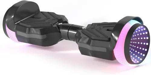 SIMATE Patinete, ruedas LED coloridas iluminadas, altavoces Bluetooth y APP, motores duales de 250W, velocidad máxima de 8.5 mph y alcance máximo de