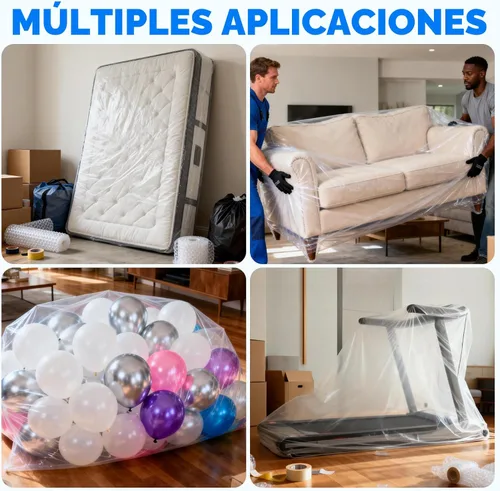 Miniatura 9 de TICONN 2PK Bolsa de plástico para colchón para mudanza y almacenamiento, cubierta protectora impermeable para colchón, suministros resistentes