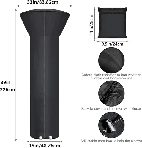 Miniatura 2 de Cubiertas para calentador de patio Hualedi con cremallera y bolsa de almacenamiento, impermeables, a prueba de polvo, resistentes al viento, a