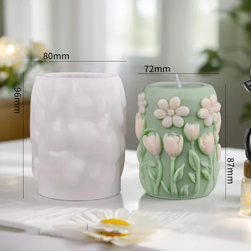 Miniatura 2 de Molde de vela en espiral de silicona con forma de tulipán y peonía de flores 3D, moldes de fundición de resina de silicona para velas, resina