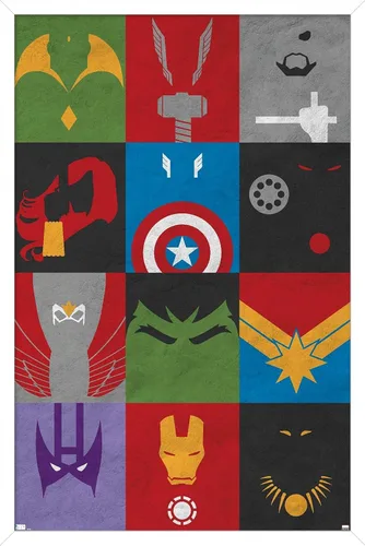 Miniatura 10 de Trends International Marvel Comics-Avengers-Minimalist Grid Mount Póster de pared Versión con marco plateado