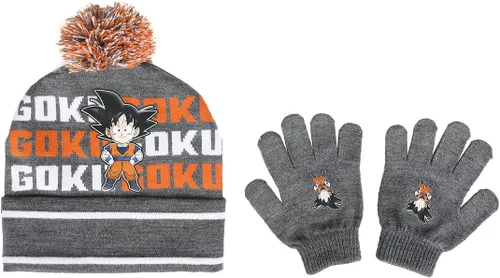 Miniatura 2 de Dragon Ball Z Goku - Juego de gorro y guantes juveniles, Gris