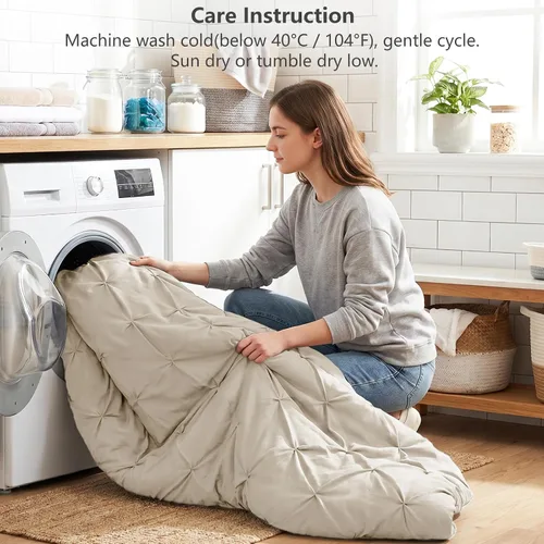 Miniatura 7 de CozyLux - Juego de edredón tamaño individual con sábanas Beige, 5 piezas, ropa de cama en una bolsa con pinzas, juego de cama tamaño individual