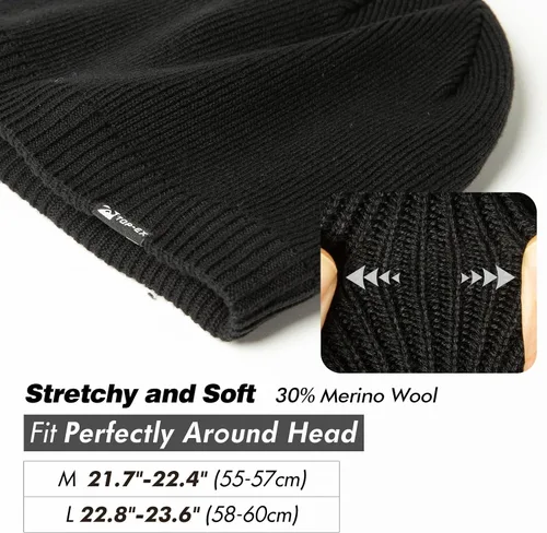 Miniatura 4 de TOP-EX LXLXXL - Gorro de lana merino impermeable con forro polar para todo tipo de clima invierno cálido