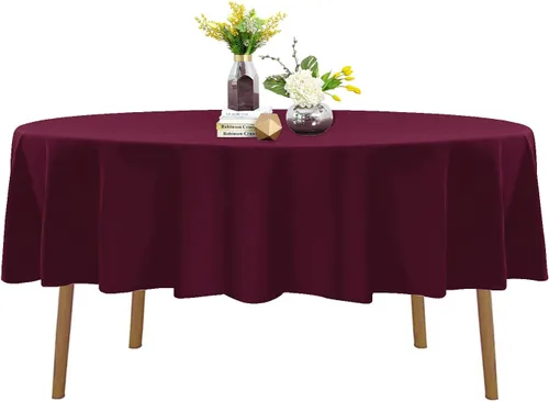 Miniatura 98 de Mantel de poliéster lavable de 90 pulgadas, resistente a las manchas y a las arrugas, mantel decorativo para mesa de comedor, fiestas de bufé y Negro