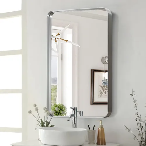 Miniatura 14 de NicBex Espejo de tocador de baño de 32 x 22 pulgadas, espejo de pared con marco de aleación para tocador de baño, dormitorio, pasillo y decoración
