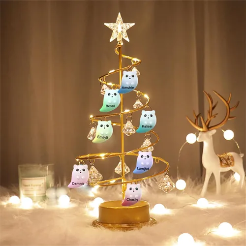 Miniatura 20 de Foto personalizada de árbol de Navidad, luces personalizadas para árbol de Navidad de 1 a 10, imagen familiar, mesa de metal, luz nocturna de árbol