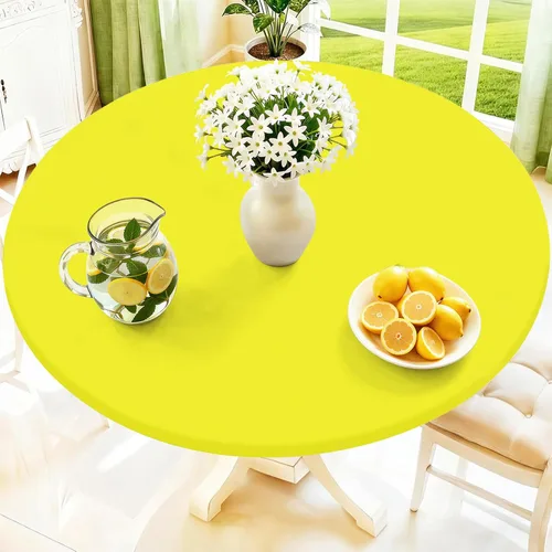 Miniatura 11 de Moosfor Mantel redondo de elastano, elástico ajustable impermeable para mesas de 18 a 24 pulgadas, mantel de picnic elástico lavable para Azul