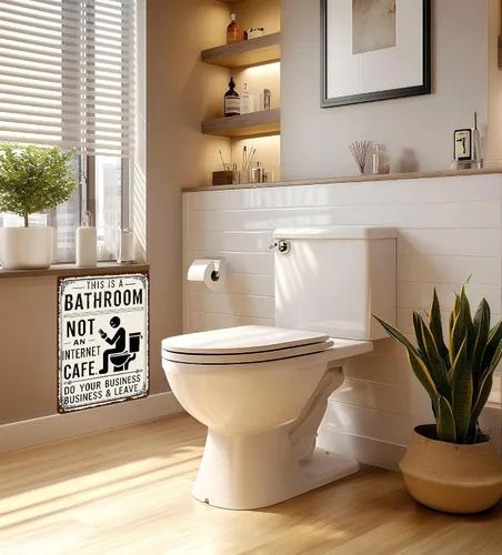 Miniatura 7 de This Is a Bathroom Not an Internet Cafe Sign - Funny Bathroom Wall Art Metal Tin Sign for Home Farmhouse Washroom Decor - Do Your Business & Leave