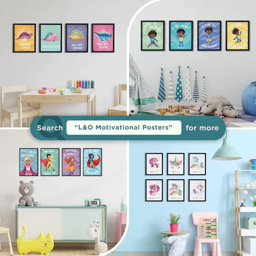 Miniatura 5 de L&O Goods - Pósteres enmarcados para decoración de guardería de animales para mamá y bebé, juego de 5 impresiones de decoración de habitación