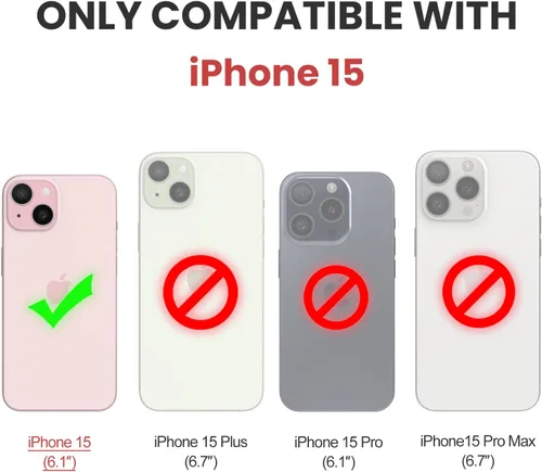 Miniatura 7 de Kowauri Funda para iPhone 15, piel sintética, con ranura para tarjeta de crédito, funda protectora ultra delgada para iPhone 15 (6.1 pulgadas), gris