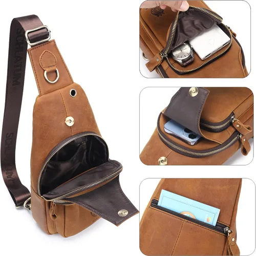Miniatura 176 de LUKZIJAES Bolso bandolera de cuero genuino para hombre