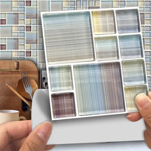 Miniatura 38 de Alwayspon 25 calcomanías autoadhesivas para azulejos de pared, a prueba de agua, para cocina, baño, 6 x 6 pulgadas Piedra beige