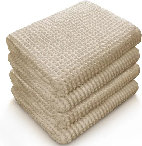 Softerry Juego de toallas de baño europeas de tejido gofre, 100 % algodón orgánico, secado rápido, sin pelusas, finas y absorbentes, resistentes a