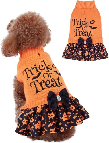Miniatura 19 de CuteBone Suéter rosa para perro, vestido de feliz cumpleaños, suéter para mascotas, suéteres para perros grandes con corbatín, ropa de cachorro