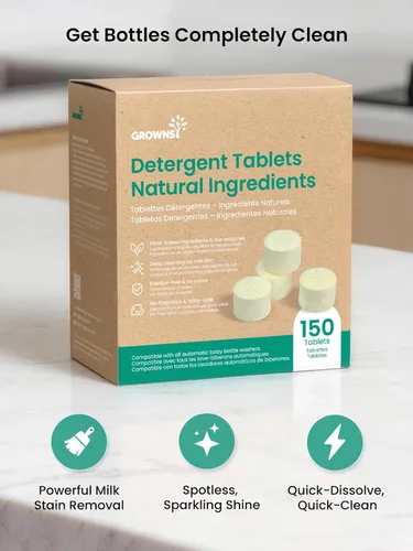 Miniatura 6 de GROWNSY Tabletas detergentes para lavar botellas, fórmula enzimática a base de plantas, elimina los residuos de leche y el olor, seguro