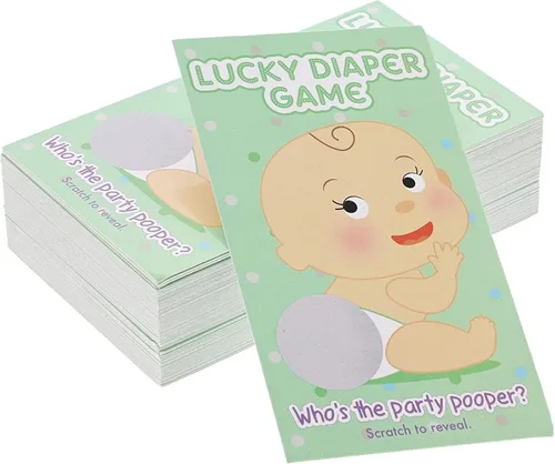 Paper Junkie Tarjetas de juego para rascar para baby shower, paquete de 60, papel multicolor, juegos de baby shower y actividad para raspar