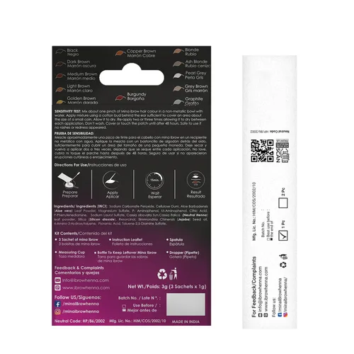 Miniatura 2 de Polvo de tinte para cejas natural marrón medio de MinaiBrow Kit de tinte instantáneo a prueba de manchas con cepillo doble biselado Marrón medio +